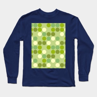 Deco Dots Spheres Circles Orbs Mid Mod Classy Print Pattern Greens Long Sleeve T-Shirt